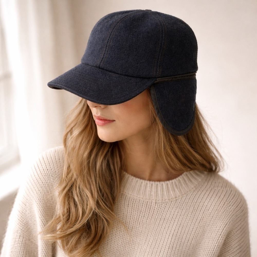 Vintage‎ Wool Blend Baseball Cap – Made in USA – Small – Ear Flaps – READ
